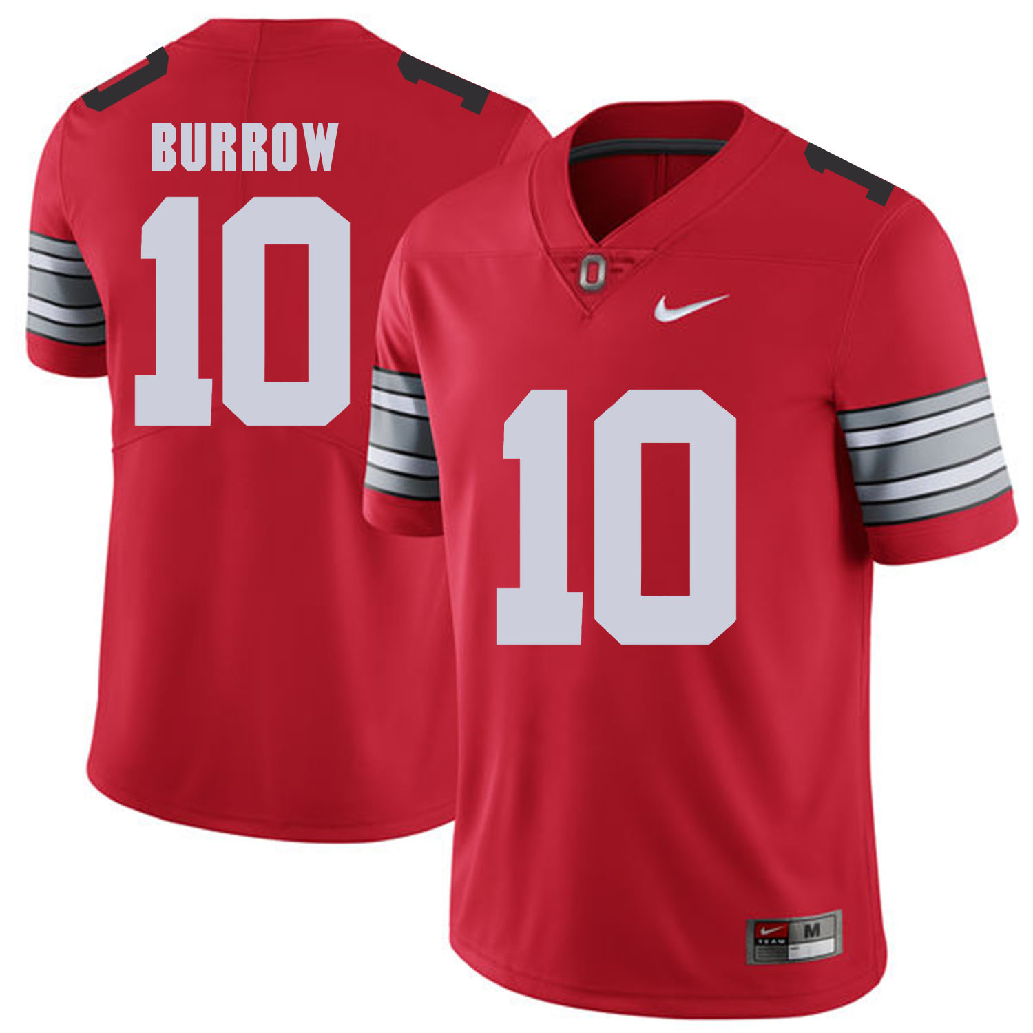 Men Ohio State 10 Burrow Red Customized NCAA Jerseys